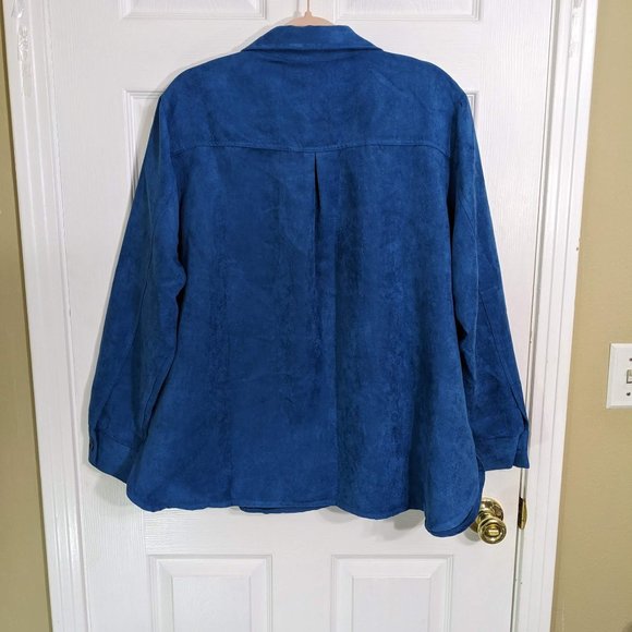Draper's & Damon's Blue Microsuede Button Up Round Hem Shacket - size 1X NWOT - Picture 9 of 14